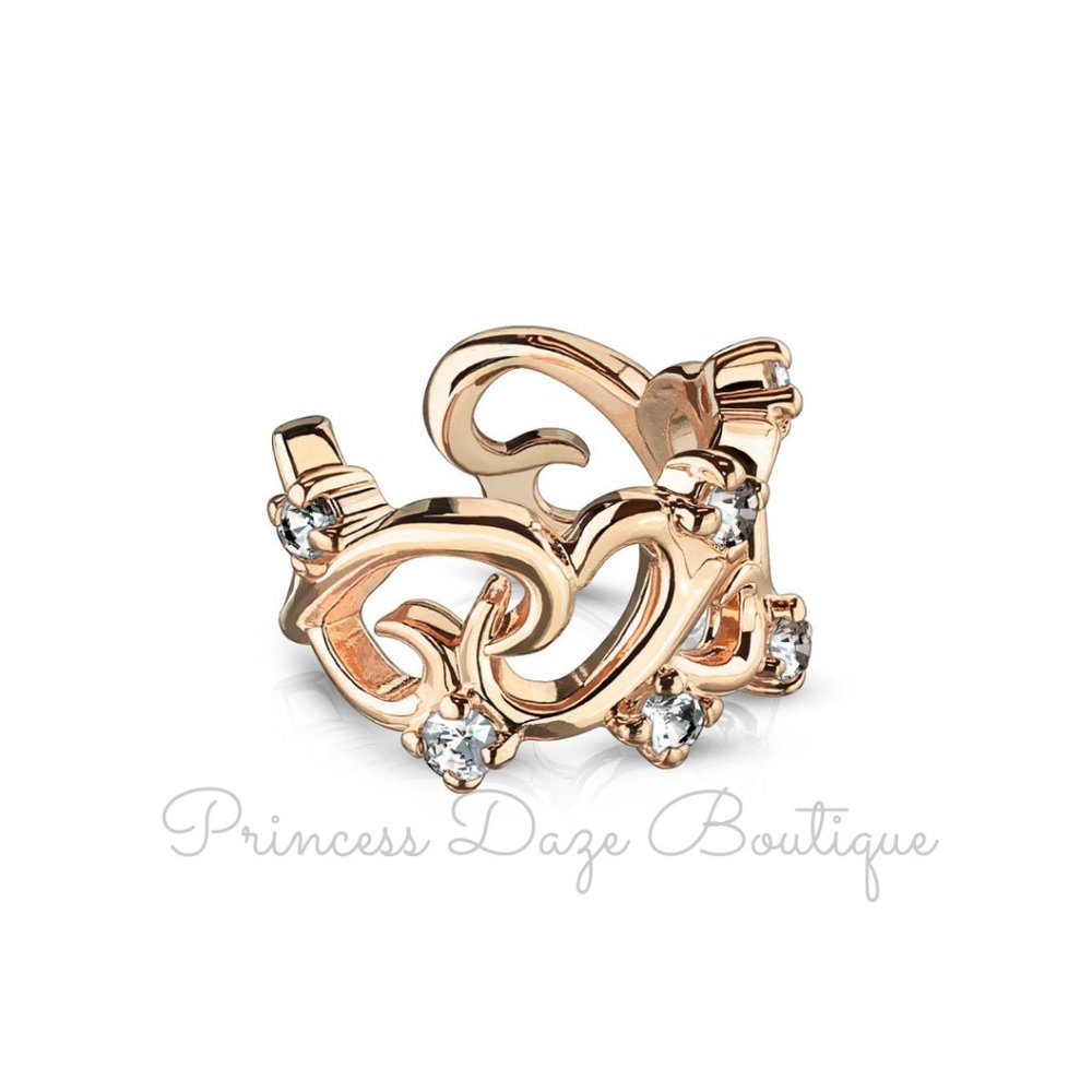 Rose Gold Unique Diamond Clip On Ear Cuff / Fake Cartilage Non-Piercing Earring